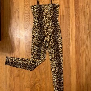 SMALL cheetah print bodysuit jumpsuit work out fit